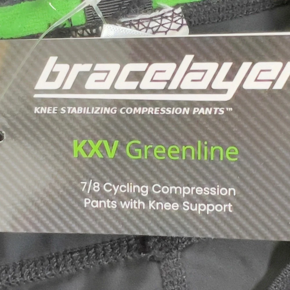 Bracelayer 7/8 Cycling Compression Pants Mens L Black KXV Greenline Knee Support